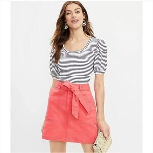 Ann Taylor loft solid pink denim mini jean utility pocket skirt Size 0